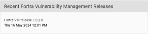 Frontline VM dashboard | Recent Frontline Releases panel